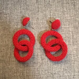 Elegant Red Beaded Earrings